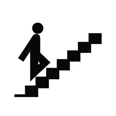 Person descending stairs silhouette icon representing movement downwards and progress