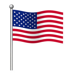 Fototapeta premium American flag waving on pole with stars and stripes symbolizing patriotism national pride and independence in overcast sky background