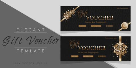 gift vouchers in elegant style with a bow and glitter