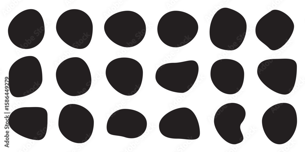 Poster blob shapes black collection vector design elements isolated. random blob circles icon set. isolated