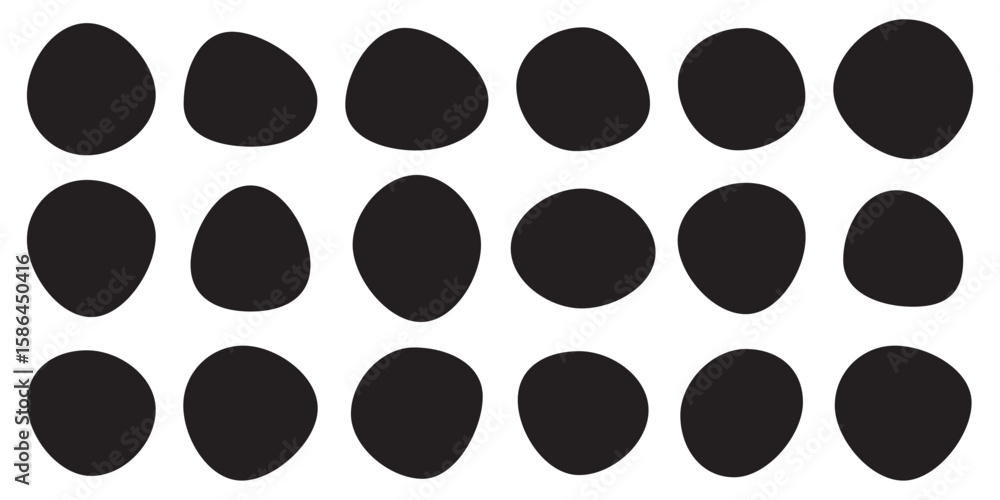Poster blobs icon. rock black icons. drops or stone silhouettes. vector set of black blobs . organic blob s