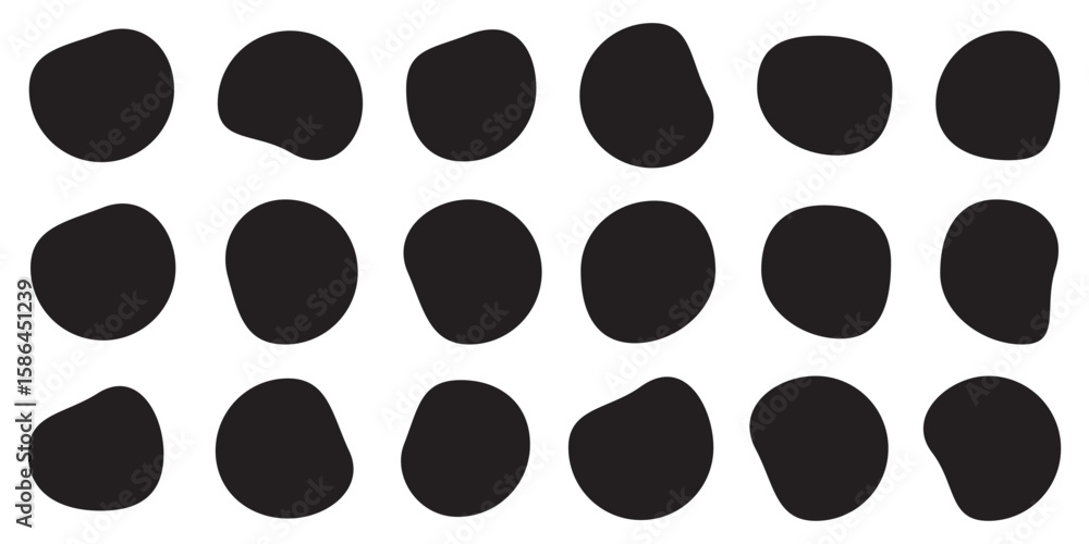 Poster blobs icon. rock black icons. drops or stone silhouettes. vector set of black blobs . organic blob s