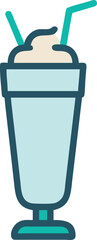Stylized illustration of a refreshing iced beverage with whipped cream and two straws