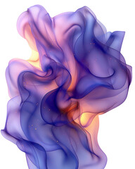 Obraz premium Abstract violet and peach fluid smoke waves , Transparent PNG. on white background