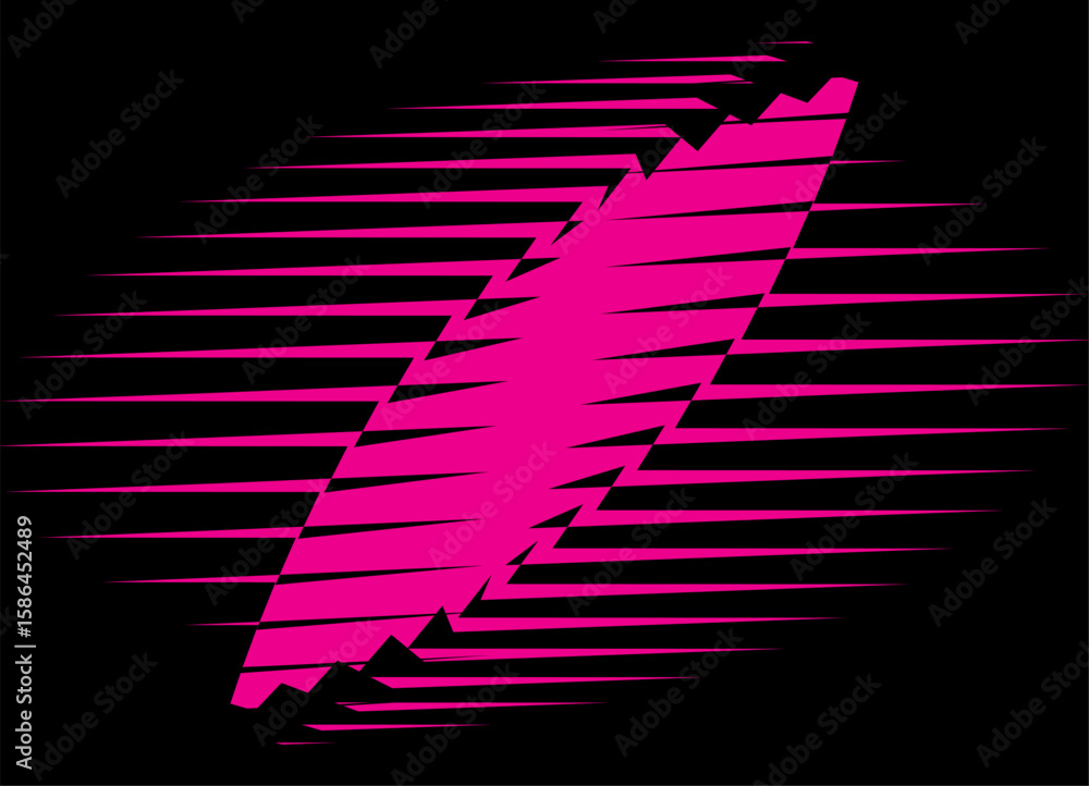 Poster vector striped decor element, purple design element on black background. modern pattern of sharp lin