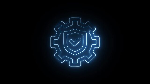 Security Settings Icon Animation with Glowing Lines on Black Background