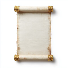 old paper blank scroll isolated on white background