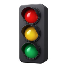 Realistic 3D traffic light with red, yellow and green lights