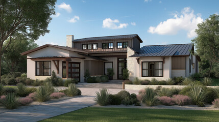 Modern Residential Architecture with Clean Lines and Neutral Colors in Natural Daylight