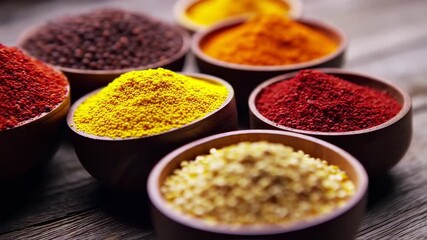 Colorful food samples closeup