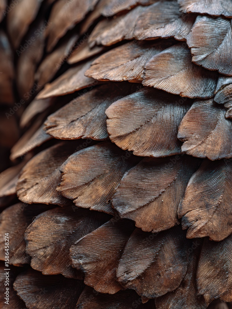 Poster close-up view of pangolin scales showcasing unique texture and structure with clean outer edges in n