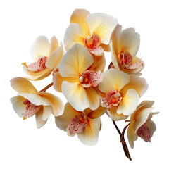 A beautiful spray of yellow orchids isolated on transparent background