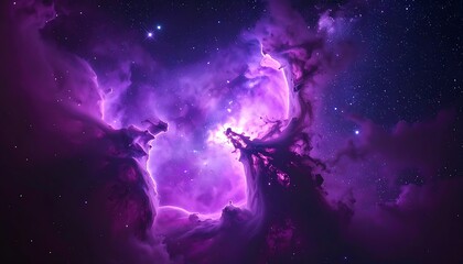 Obraz premium Deep space nebula, vibrant purple hues