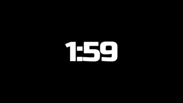 2 minute countdown timer .2 minute stopwatch , analog neon clock icon animation black background.