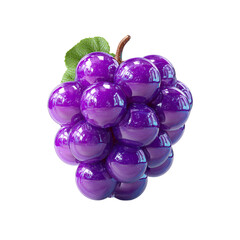 A closeup of a bunch of ripe purple grapes isolated on transparent background
