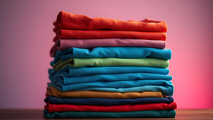 Stack of Folded T-Shirts in Gradient Colors