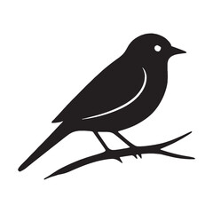Monochrome Silhouette of a Bird Perched on a Branch Capturing Simple Beauty in Nature and Minimalist Design with Clean Lines