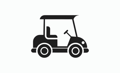 Fototapeta premium Golf cart icon silhouette, vehicle front silhouette, electric cart vector, Golf cart front view icon silhouette vector art illustration design 