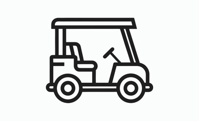 Fototapeta premium Golf cart icon silhouette, vehicle front silhouette, electric cart vector, Golf cart front view icon silhouette vector art illustration design 