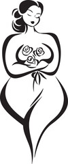 logo black smooth lined vector of curved overweight woman, health of woman