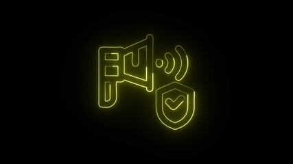 Secure Announcement Animation with Glowing Lines on Black Background