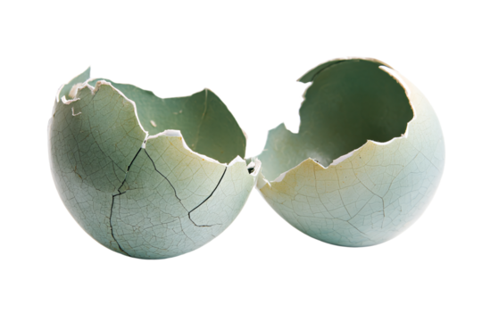 a broken egg shell with a hole in the middle