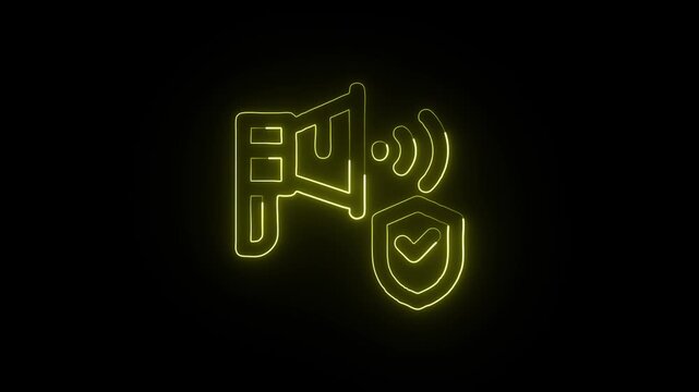 Secure Announcement Animation with Glowing Lines on Black Background