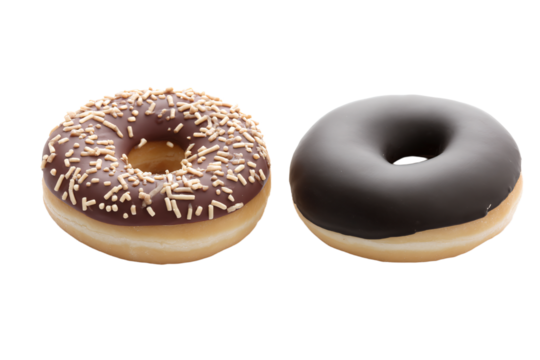 two donuts with chocolate frosting and sprinkles