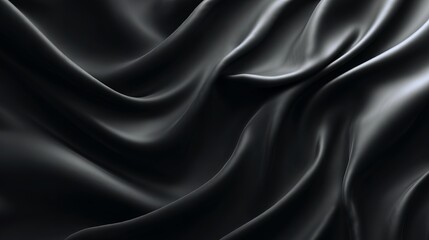 Fototapeta premium Elegant black silk waves offering mystery and depth with a minimalistic modern and dramatic look for backgrounds and creative applications.
