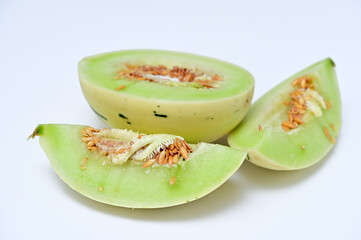 whole melon object isolated on white background close- up