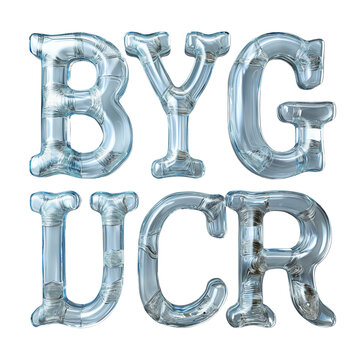 Silver Foil Balloon Letters . Transparent PNG. BYG UCR Set in Uppercase