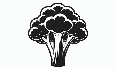Broccoli vector silhouette, vegetable icon black, healthy food illustration Broccoli silhouette black and white vector illustration 