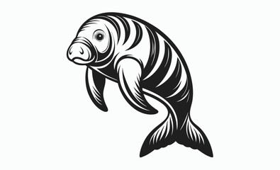 Manatee vector silhouette, sea animal icon, aquatic wildlife illustration, Manatee icon silhouette vector art illustration 