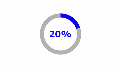 Blue and gray 20 percent progress circle progress bar