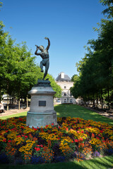 Statue of a dancing faun in the Luxembourg Gardens in Paris, France