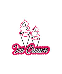 Ice cream logo design, Ice cream logo in cone, Strawberry ice cream logo for shop