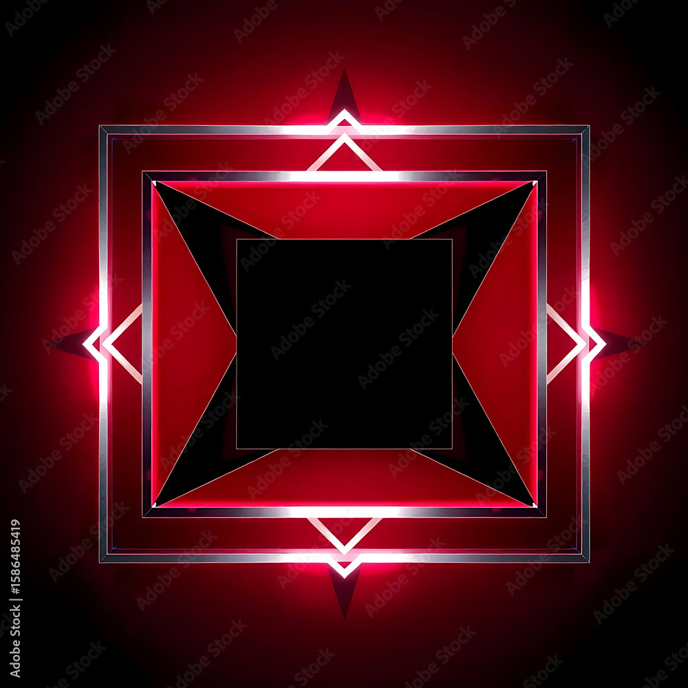 Aufkleber a glowing square frame with red accents creates a modern and abstract geometric design element