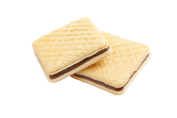 two waffles are stacked on top of each other