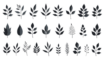 Black Botanical Leaf Silhouette Vector Set | Minimal Nature Elements