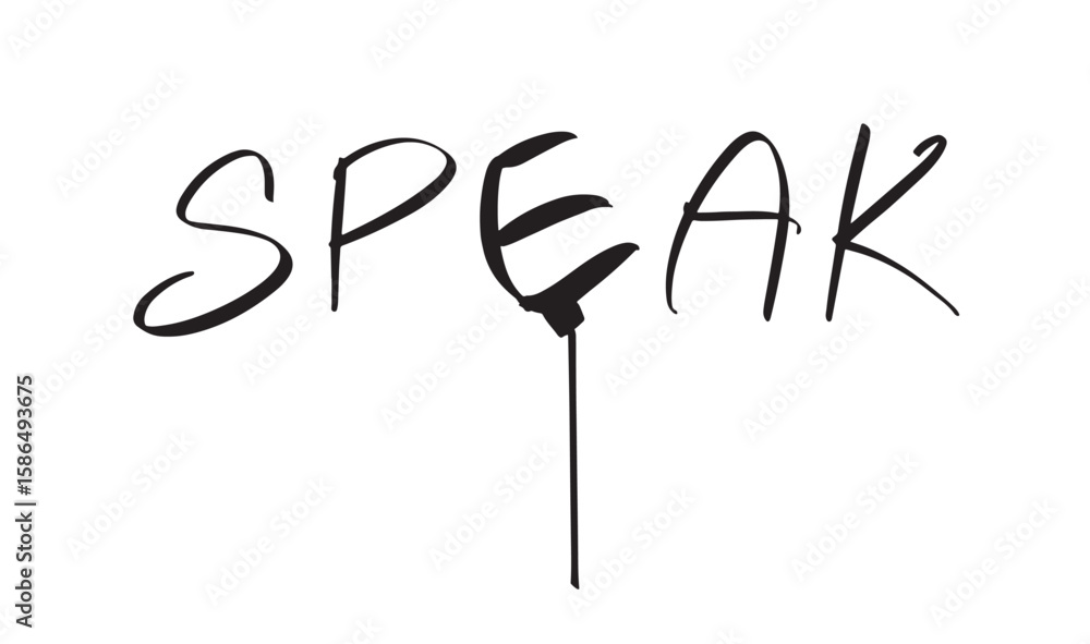 Fototapete speak text font calligraphy hand written lettering script black color object voice music vocal sound