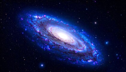 Naklejka premium A vibrant spiral galaxy against a star-studded night sky
