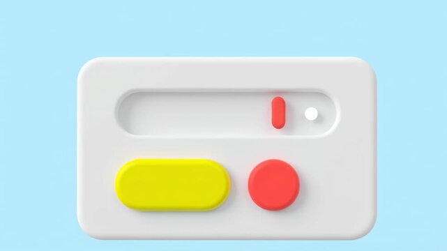 Easy to access modern white device with yellow and red buttons floating on blue background featuring simple control interface and minimal style design