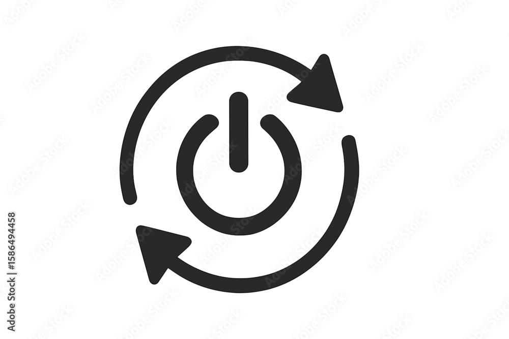 Poster power button icon. restart symbol. reboot sign. system reset. refresh, reload, update. circular arro