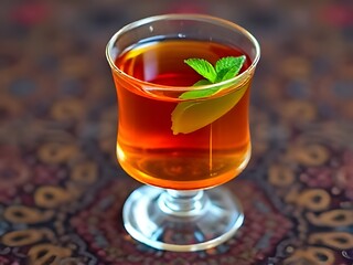 Golden Tea with Mint Leaf