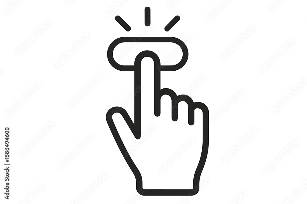 Aufkleber hand clicking button icon. finger pressing a button concept. pointer cursor tap action for website o
