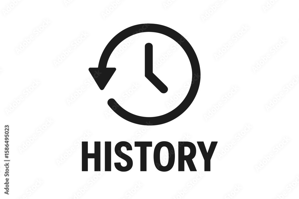 Poster history button icon. browse or watch history symbol. clock with arrow logo for app and website ui de