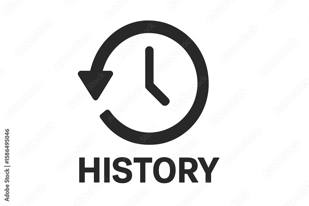 Poster history icon vector. clock with arrow symbol. rewind or go back in time concept. watch or browse his