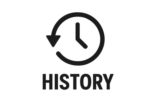 History button icon. Browse or watch history symbol. Clock with arrow logo for app and website UI design. Recent activity log concept. Vector illustration on transparent background.