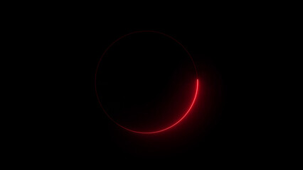 Red Neon Circle Segment on Black Background light