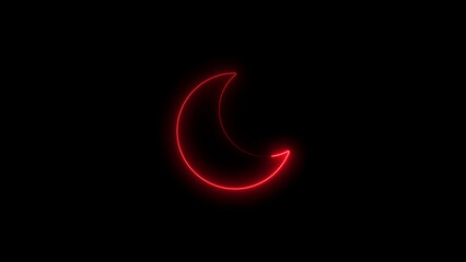 Red Neon Crescent Moon Silhouette glow light